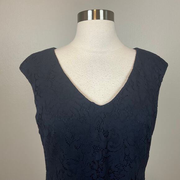 Ralph Lauren Lace Sleeveless Fit and Flare Cocktail Party Dress Navy Blue Size 6 - Picture 5 of 10